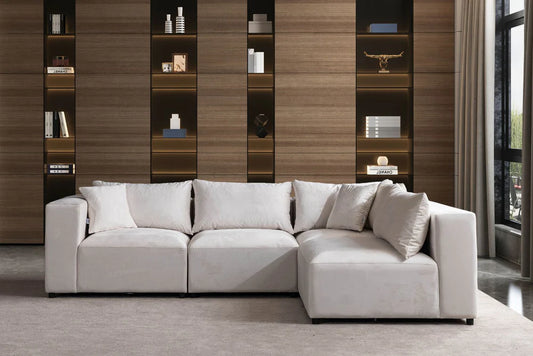 Canapé Azra Modulable Velours Blanc cassé