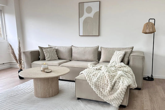 Canapé modulable Élégance 3+1 en Velours beige