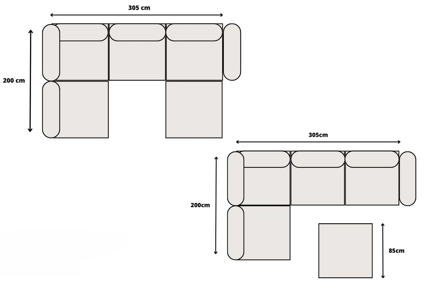 Canapé modulable Élégance 4+1 en Chenille