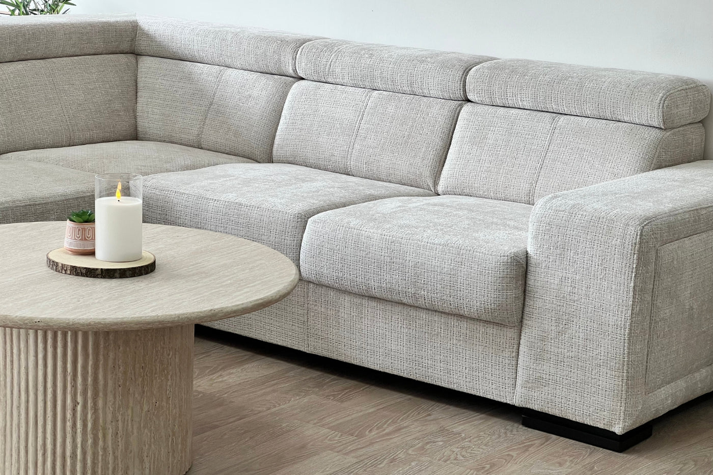 Canapé KAROLA convertible en tissu marbella Beige