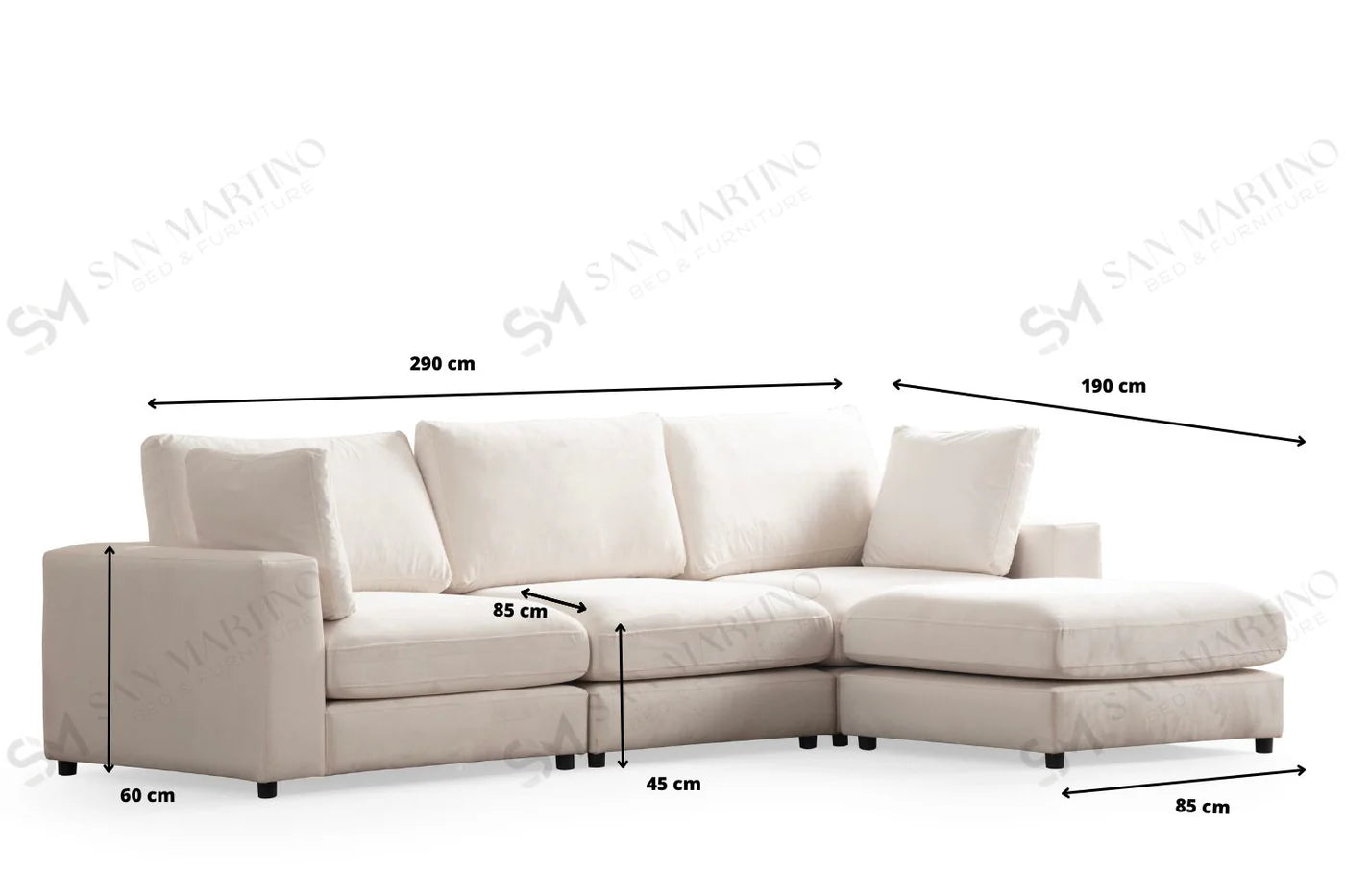 Canapé modulable Julia 3+1 en Velours