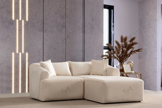 Canapé MILA modulable en velours blanc cassé