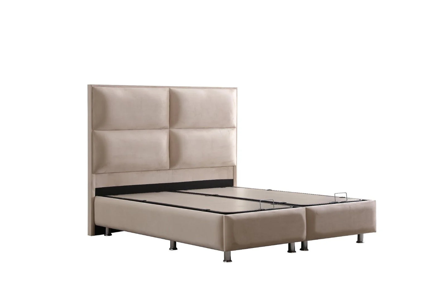 Lit coffre SIDNEY beige - Velours