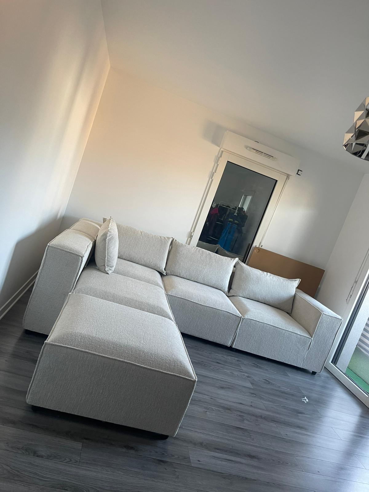 Canapé modulable Élégance 4+1 pouf en Chenille