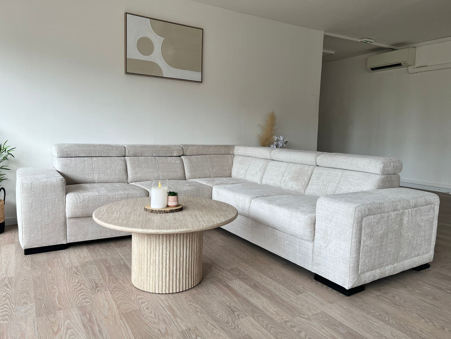 Canapé KAROLA convertible en tissu marbella Beige