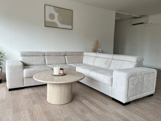 Canapé KAROLA convertible en tissu marbella Beige