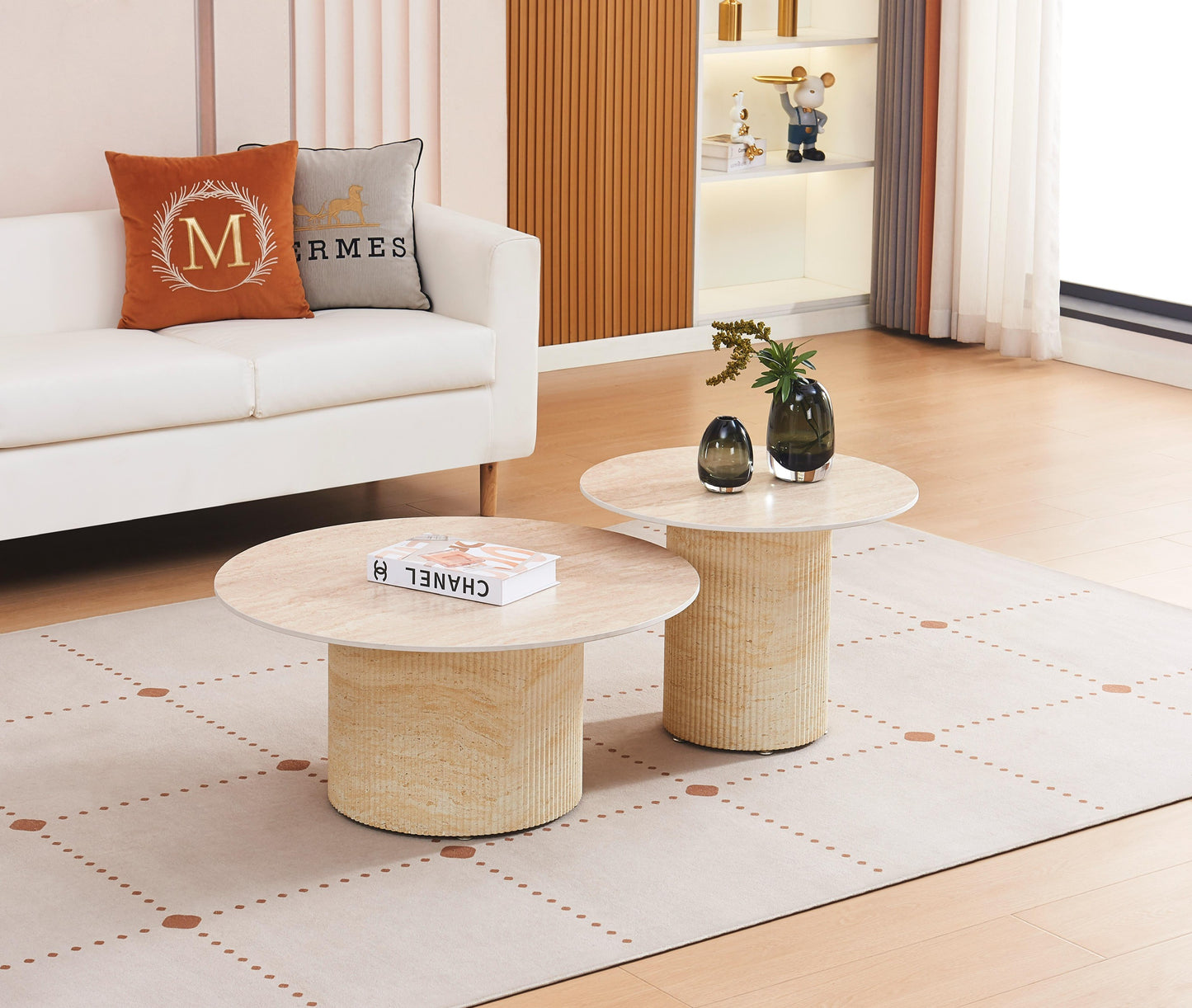 Table basse «Duo Baieta» Beige Céramique Travertin