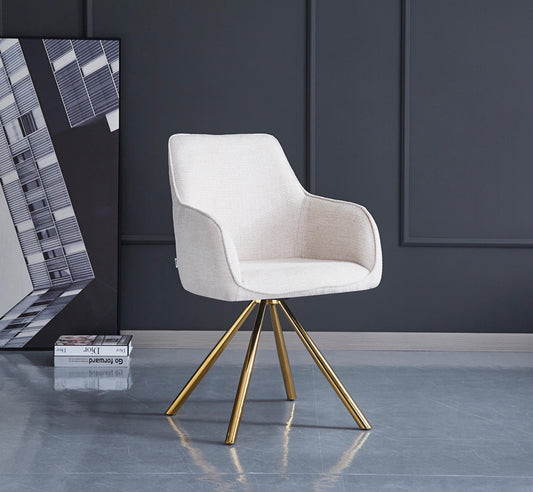 Chaise Avec Accoudoir "Lola" Pied Gold ( Ecru, Gris, Taupe)