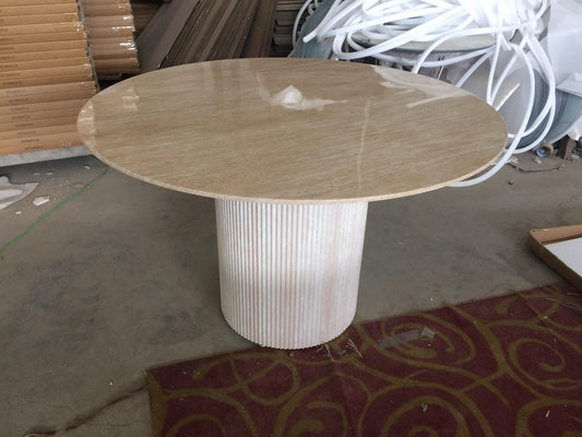 Table à manger « Bogota » pied effet travertin plateau céramique 120x75 cm