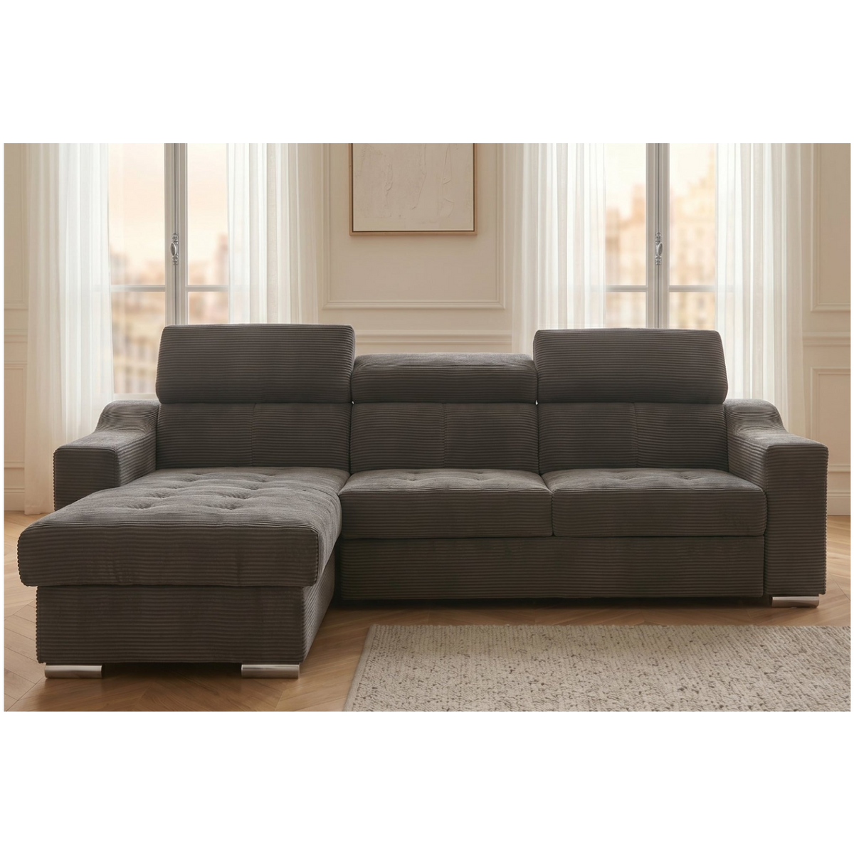 SAM — Canapé d'angle, tissu chenille