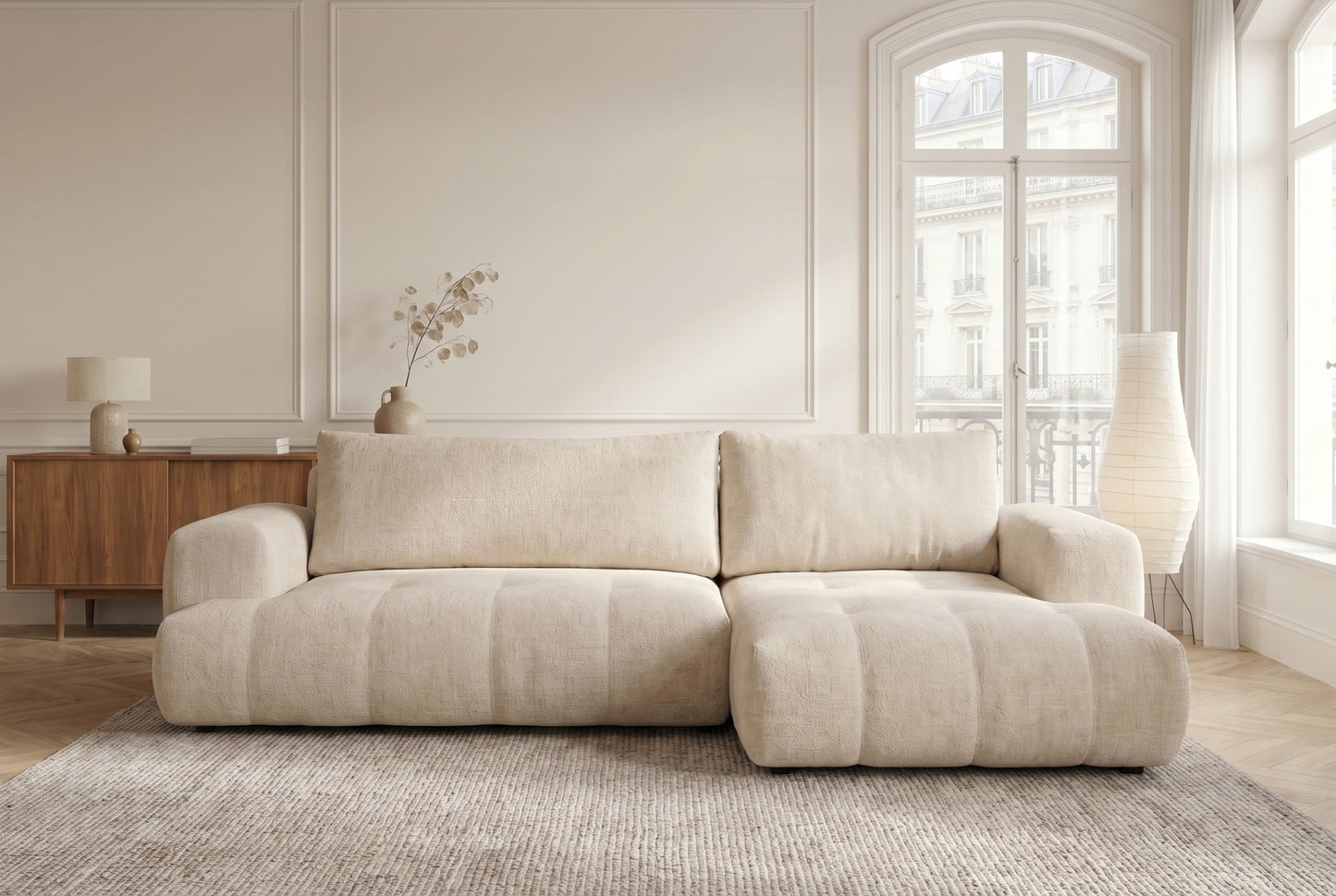 Canapé d'angle YUKI – Tissu Chenille
