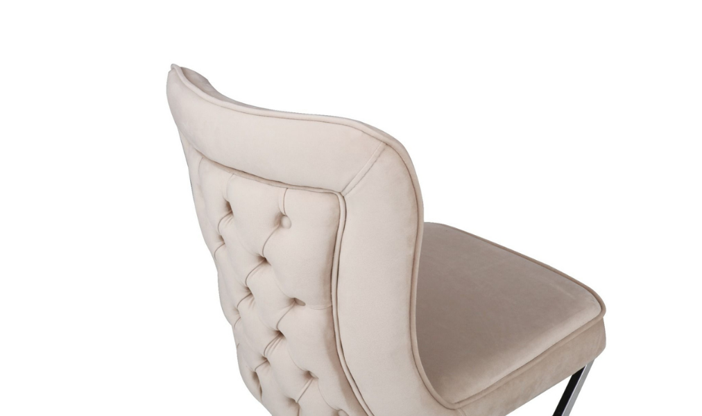 CHAISE GABRIELLE BEIGE PIEDS ARGENT